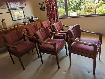 $6000 • Buy Six Australian Made Mid Century Teak And Merino Wool Dining Chairs