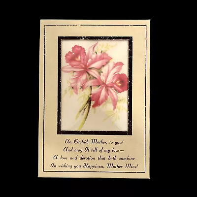 Vintage Framed Picture Poem To Mother Pink Orchids • $13.60