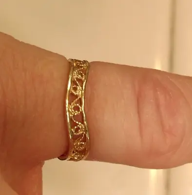 Vtg 10k Gold Filigree Pinky Baby Ring Ladies 3 3/4 3.75 • $99