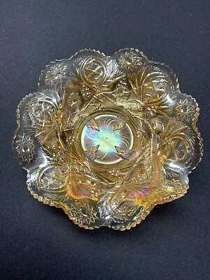 Millersburg Holly Whirl  Carnival Glass Bowl *** Excellent Radium  Color*** • $45