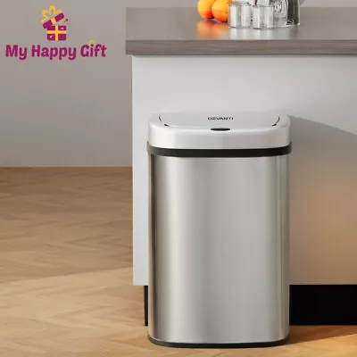 Devanti Sensor Bin Motion Rubbish Stainless Trash Can Automatic Touch Free Bins • $74.32