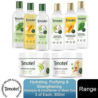 Timotei Shampoo & Conditioner Or Mask Duo For All Types Of Hair 3 Of Each 300ml • £16.99