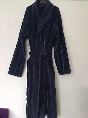 Men’s Jasper Conran Thick Towelling Dressing Gown Large Navy Stripe Debenhams • £5