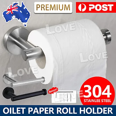 $11.95 • Buy Wall-Mounted Toilet Paper Roll Holder Stainless Steel Hook Bathroom Brushed 2Cor