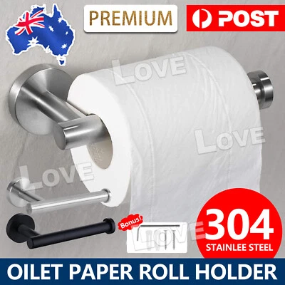 $11.95 • Buy Wall-Mounted Toilet Paper Roll Holder Stainless Steel Hook Bathroom Brushed 2Cor