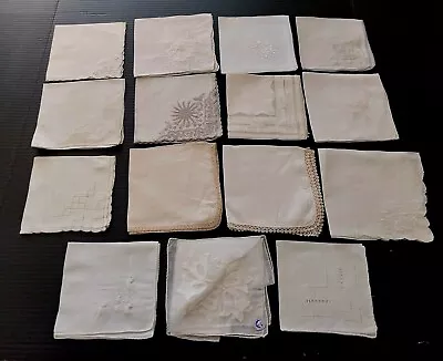 White / Off White Vintage Ladies Hankerchiefs. Lot Of 15. Beautiful Details. • $32.50