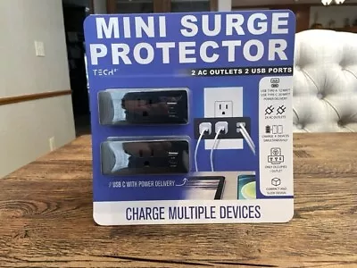 Tech 2 Mini Surge Protector 2 AC Outlets 2 USB Ports • $19.99