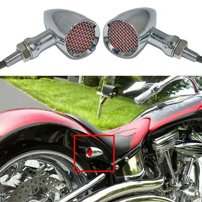 Chrome Motorcycle LED Turn Signal Indicators Red Lights For Big Dog Chopper Lamp • $31.41