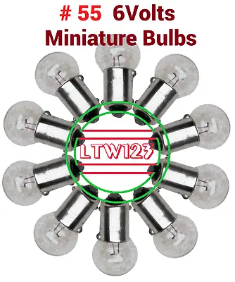 (10)  Miniature Lamp Bulbs 55 6v 2 C.p M.b • $8.45