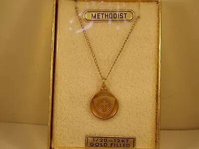 Vintage Theda Gold Filled  I Am A Methodist  Cross Necklace! New In O.b. • $34.95