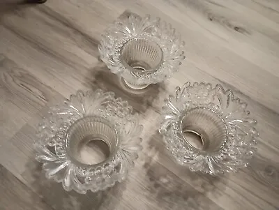 3 Vintage Clear Floral Glass Light Shades Made In Italy • $29.95
