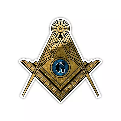 Gold Freemason Emblem Sticker Car Moto Biker Decal Bumper Masonic Illuminati • $4.50