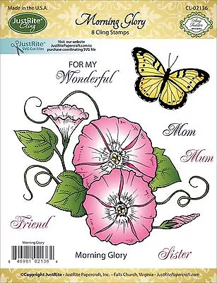 MORNING GLORY Stamp Set Cling Unmounted Rubber Stamps By JustRight CL-02136 NEW • $16.95