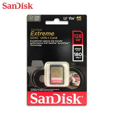 SanDisk 128GB Extreme SDXC 180MB/S U3 4K SD Class 10 Memory Card SDSDXVA-128G • $18.99