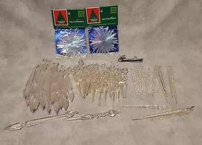 Plastic Acrylic Clear Icicles Prism Twisted Christmas Ornaments Iridescent Lot • $19.95