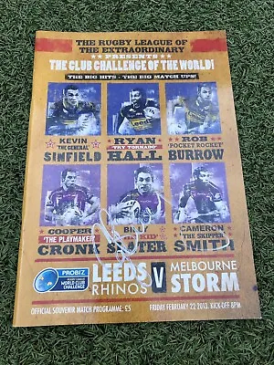 Signed 2013 Melbourne Storm V Leeds WCC Program Craig Bellamy RARE Jersey 2023 • $89.95