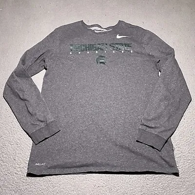 Michigan State Spartans Nike T Shirt Mens Large Gray Long Sleeve Crew Neck • $18.20