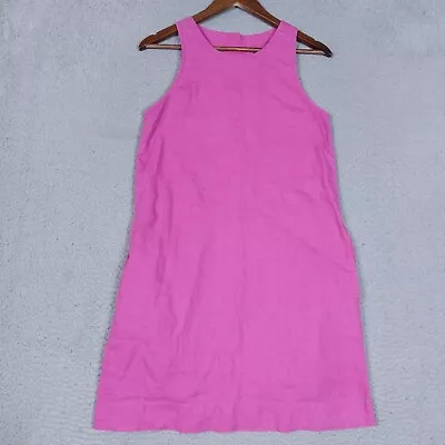 J. Crew Dress Womens Size XS Hot Pink 100% Linen Sleeveless Back Buttons Pockets • $27.99