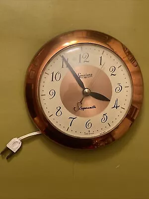 Vintage Sessions Copper Wall Clock Coppersmith Kitchen MCM Art Deco Made In USA • $35