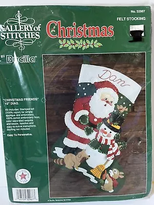 VTG Gallery Of Stitches By Bucilla Felt Christmas 15  Stocking Kit 32967 • $21.49