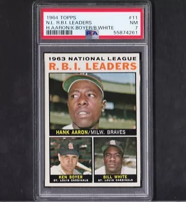 1964 Topps #11 N.L. RBI Leaders Aaron Boyer White NM PSA 7 • $114.99