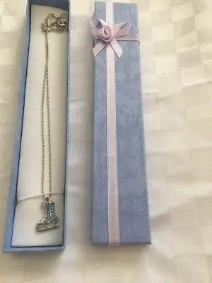 Blue Crystal Ice Skating Skate Necklace - Gift Boxed Present BRAND NEW • £7.99