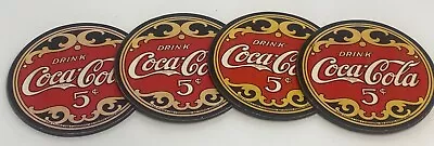 Vintage Coca Cola Coke Set Of 4 Drink Coasters W/Cork Back • $22