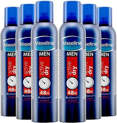 Vaseline Men Active Dry Anti-Perspirant Deodorant Spray 250ml X 6 • £23.97