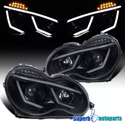 Fits 2001-2007 Benz W203 C-Class Projector Headlight Smoke LED Signal 01-07 • $238.98