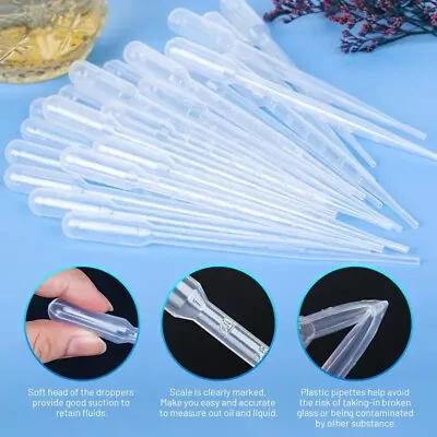 3ml Graduated Pipette Disposable Plastic Droppers Lab DIY FREEEE SHIPPING QTY6 • $3