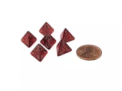 Glitter 12mm Mini 4 Sided D4 Dice 6 Pieces - Ruby With Gold Numbers • $3.52