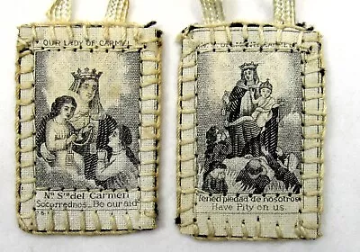 Vintage Cloth Scapular Lady Of Mt Carmel Blessed Virgin Grey Catholic Simon • $14.50