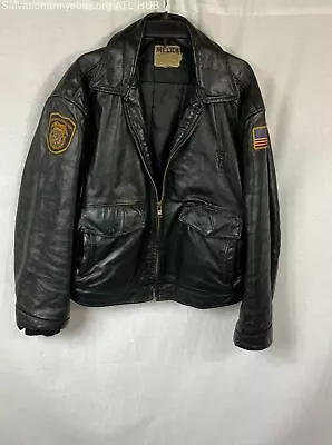 Taylor Leatherwear Memphis Police Patch Black Leather Jacket (L/50) • $20.50