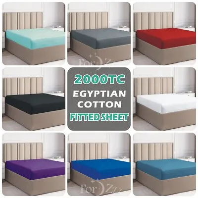 $29.99 • Buy 2000TC 100% Egyptian Cotton Fitted Sheet Single/Double/Queen/Super King Size Bed