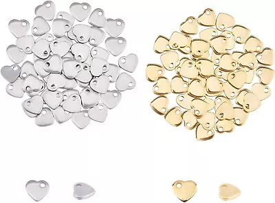 BULK Charms Heart Charms Silver Gold Stainless Steel Metal Stamping Blanks 100pc • $16.99