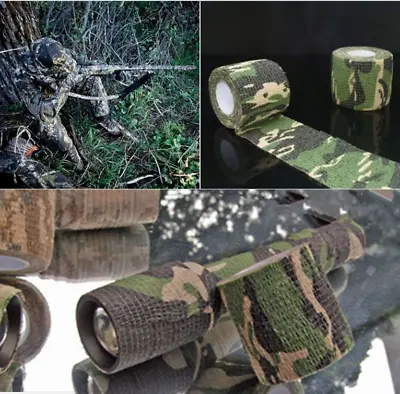 5CM*4.5M Camo Gun Hunting Waterproof Camping Camouflage Stealth Duct Tape Wrap • £3.59