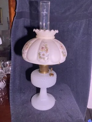 Antique Aladdin White Moonstone Diamond Quilt Lamp1937 W/Nu-Type B Burner • $160