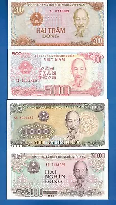 Viet Nam P-100 P-101 P-106 P-107 Paper Money Uncirculated Banknotes Set # 8 • $2.95