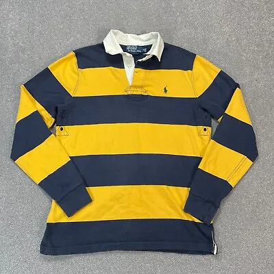 Polo Ralph Lauren Shirt Adult Small Blue Yellow Pony Rugby Striped Preppy Men • £35.99