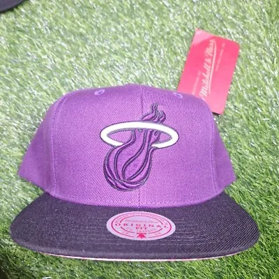 Mitchell & Ness Miami Heat Paisley UV Snapback NBA Purple Black Hat OSFA • $33