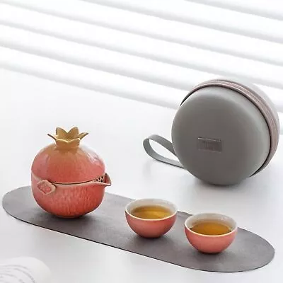 Pomegranate Shape Travel Teapot Portable Ceramic Tea Set 1 Pot 3 Mini Cups... • $64.55