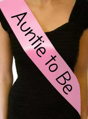 Baby Pink Auntie To Be Sash Baby Shower 160cm Gift Present Sashes Satin Party • £4.95