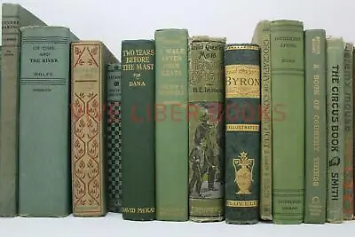 Lot 5 Of GREEN / Shades Of Green Old Vintage Antique Rare Hardcover Random Books • $34.95