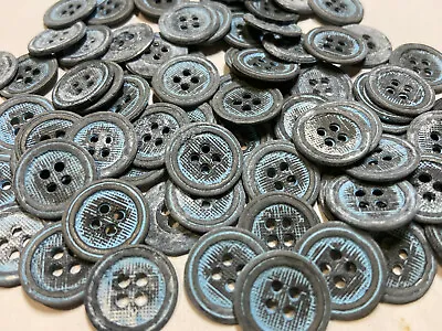 Vintage Metal Button Pewter/Dusty Blue Patina Finish 18mm 4hole • $3.99