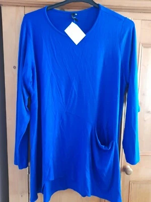 £24.99 • Buy BNWT Yong Kim Electric Blue Longline Tunic Size 18