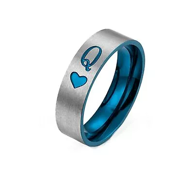 Matching Rings For Couples Queen Heart Bands For Men Women His And Hers Wedd... • $18.76