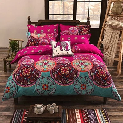 £28.63 • Buy Queen Size Duvet Cover Reversible Microfiber Lighweight Bohemian Bright Pink