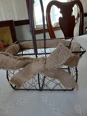 Vintage Chicken Wire Basket W/ Burlap Bow • $7.99