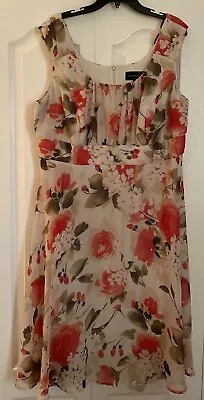 Connected Apparel Women's Plus 20W Dress Fit N Flare Floral Sheer Overlay Dress • $24.99