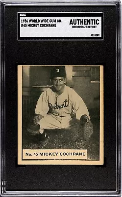 1936 World Wide Gum Co. #45 Mickey Cochrane Sgc Authentic Detroit Tigers • $150